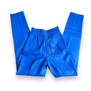 Vintage 80s Blue Leather Pants